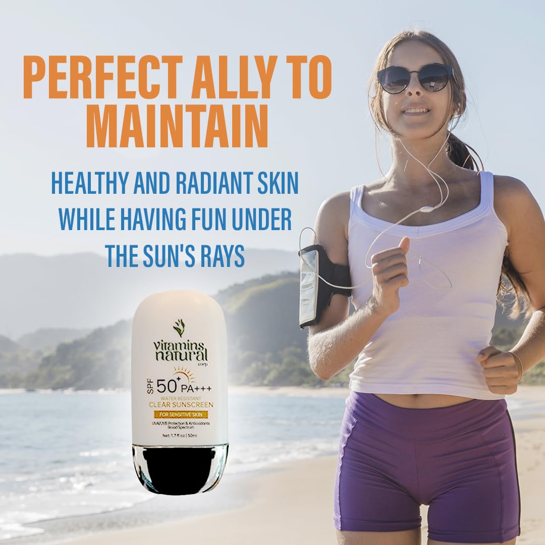 VITAMINS NATURAL CORP Sunscreen SPF 50 Face Cream Broad Spectrum UVA UVB Protection Lightweight Non Greasy Oil and Fragrance Free Water Resistant Facial Sunscreen 1.7 Oz