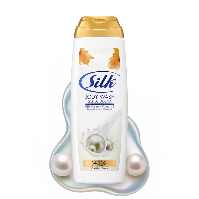 SILK Moisturizing Body Wash for Woman & Man - Daily Hydrating Shower Gel and Foaming Cleanser with Vitamin E and Glycerin, Rich Lather for Dry Skin Care, Pearl Glow Scent, 16.9 Fl Oz