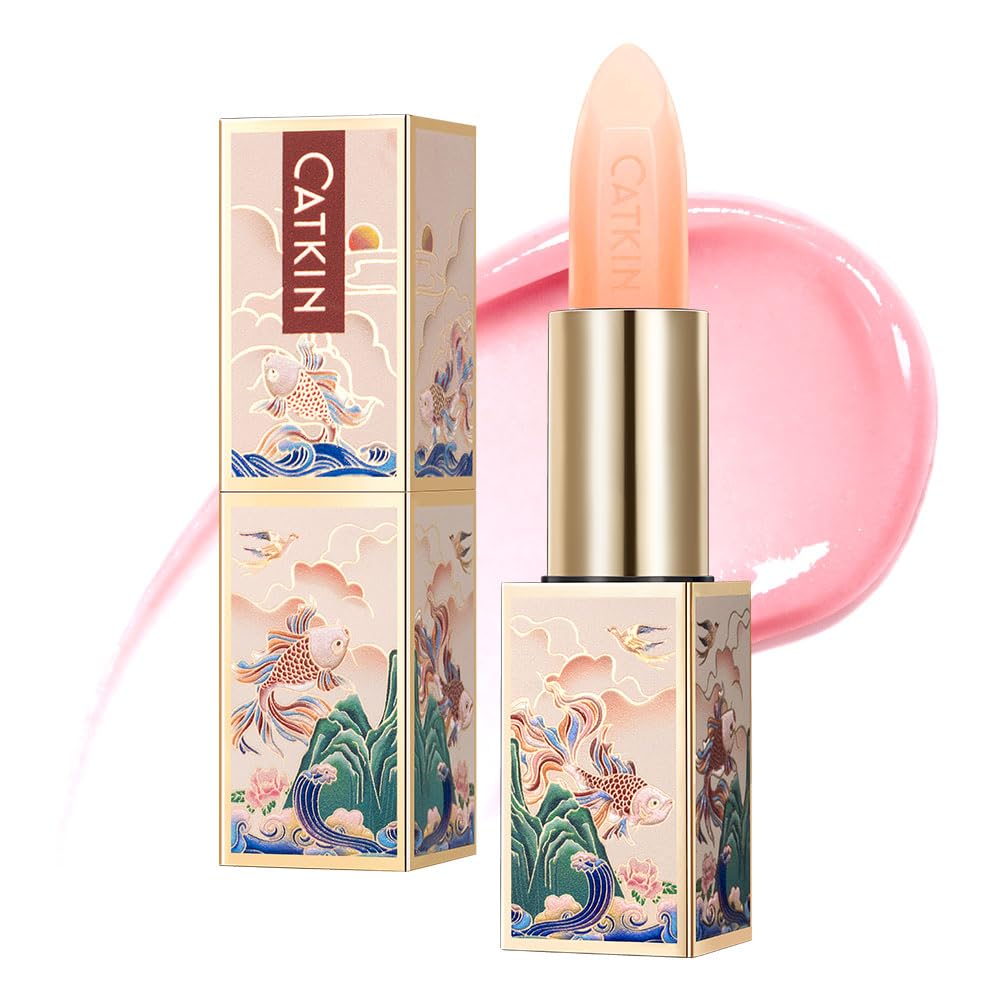 CATKIN Lip Balm Tinted Color Changing Lipstick Ultra Hydrating Lip Deep Moistrurize Lip Care with Vitamin E Nourishing For Cracked & Dry Lips 0.12 oz Pink