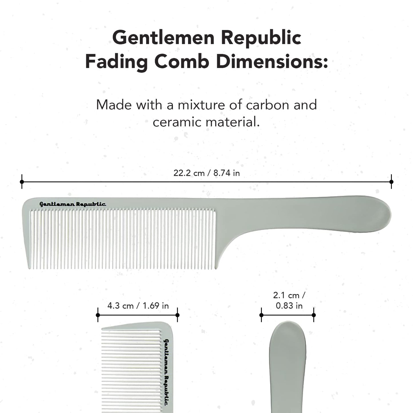 Gentlemen Republic Combs for Fades, Blending and Men's Hair Styling - Soft Round Tips, Strong Body - Barber and At-Home Grooming Set (2pcs)