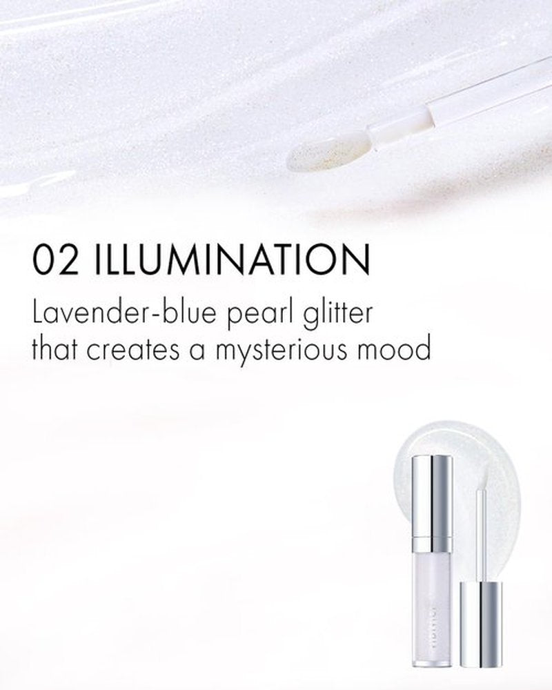 VIDIVICI Millennial Lip Oil #02 Illumination - Non-Sticky Dewy Gloss for Moisturized & Voluminous Lips - Illuminating Transparent Lavender-Blue Glitter Lip Makeup, 0.12 fl.oz.