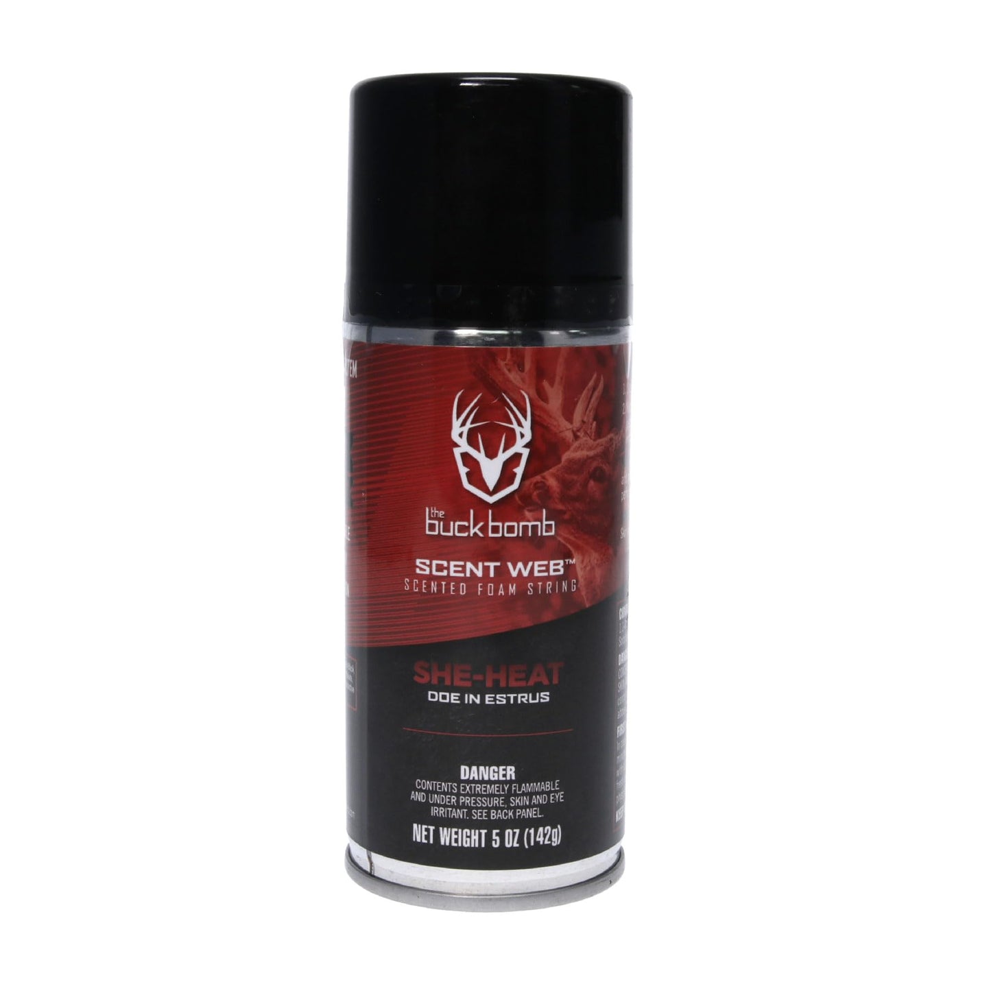 Hunters Specialties Buck Bomb Scent Web Scented Foam String | Hunting Pre/Post Rut Formula Scent Attractant Aerosol Spray, 5 Oz (142g), SHE Heat