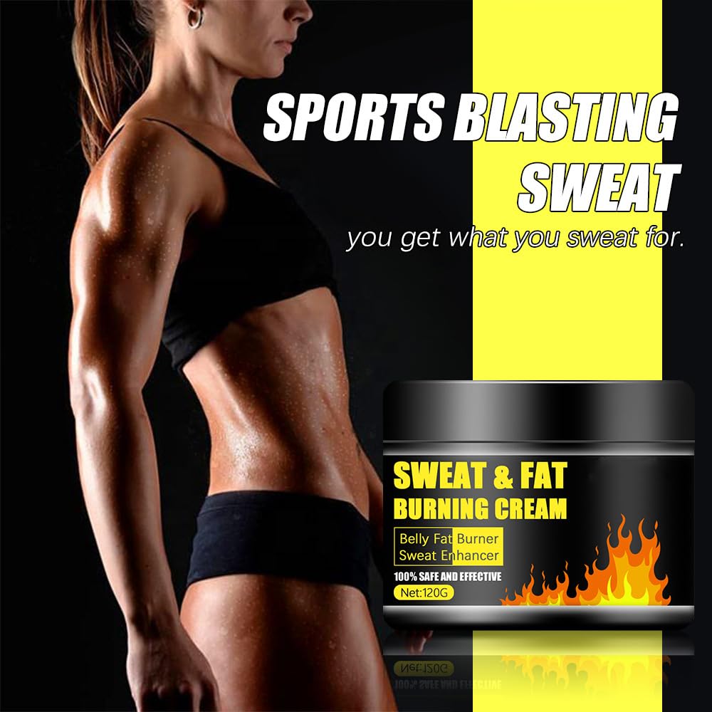Sweat & Fat Burning Cream，Belly Fat Burner Sweat Enhancer，Slimming Massage Cream，Burns cellulite on thighs, legs, abdomen and buttocks，Suitable for both men and women，4.23 OZ