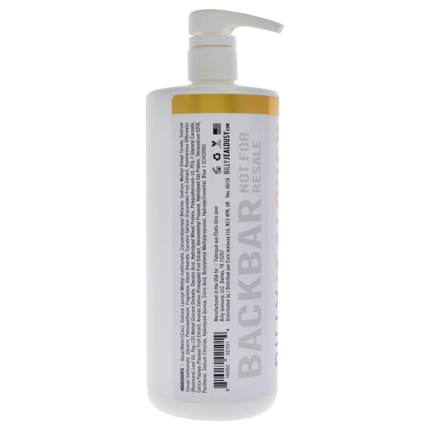 Billy Jealousy Gold Standard 4-in-1 All Over Wash - Hand, Body, Face and Hair Cleansing, Soothing and Moisturizing Wash, Papaya, Mint, Rosemary, Cucumber, 33.8 fl. oz.
