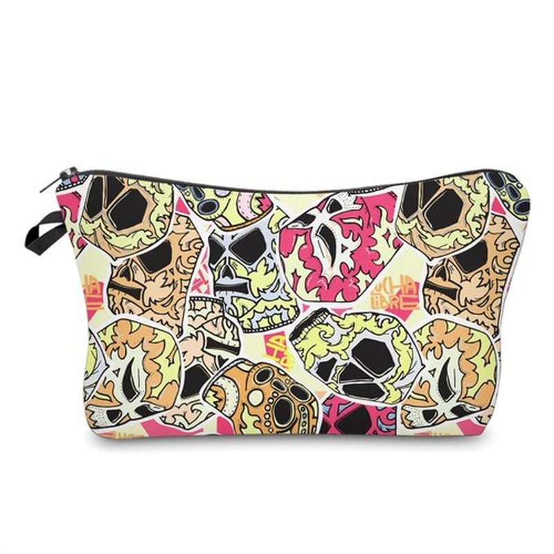 LOOMILOO Toiletry Bag for Women Small, Travel Makeup Pouch Adorable Roomy Travel Water Resistant Cosmetic Purse Accessories Organizer Women Gift(Skull 55604)