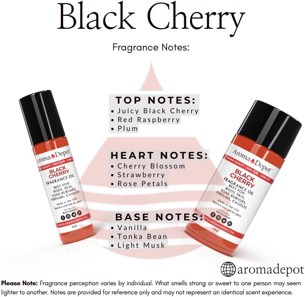 Black Cherry Fragrance Oil - Premium Scent for Candle Making, Soap, Diffusers & More | 1 fl oz (30ml)