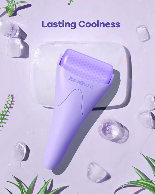 BearKig Ice Roller, Ice Roller for Face, Ice Face Roller, Cold Facial Ice Roller Massager for Eye Puffiness, Women's Gifts, Migraine, TMJ Pain Relief & Minor Injuries, Skin Care Products (Purple)