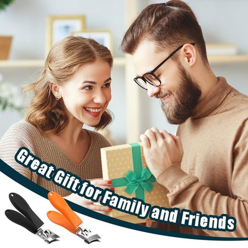 Wide Jaw Opening Anti-Splash Slanted Nail Clipper, 2025 New Fingernail and Toenail Clipper Cutters, Wide Jaw Opening Slanted Curved Nail Clippers for Seniors Men Women (Black Orange)