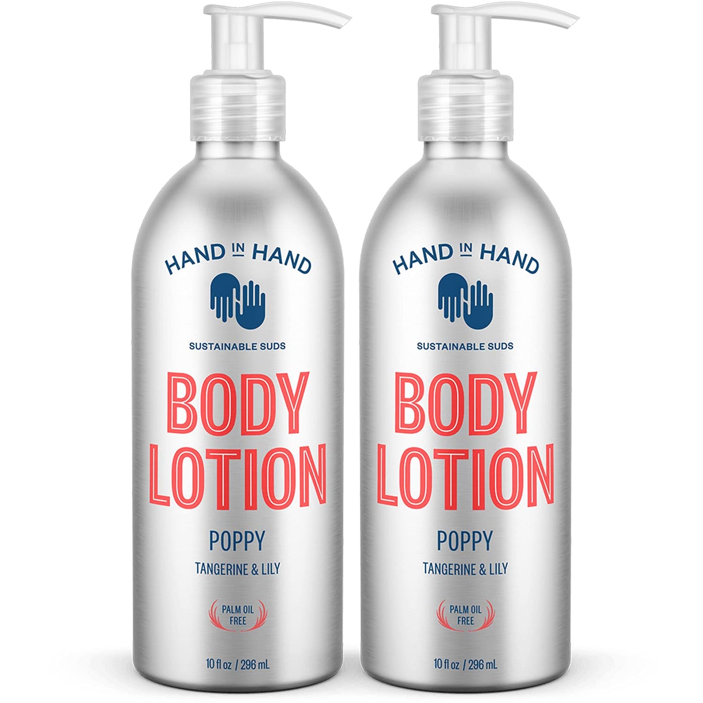 Hand in Hand Moisturizing Body Lotion, Dry Skin Lotion with Shea Butter, 10 Fl Oz, Sweet Mint & Eucalyptus, Sea Salt Scent, 2 Pack