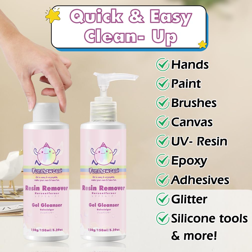 FUNSHOWCASE Resin Cleaner Epoxy Remover with Refill Set 10oz 300ml
