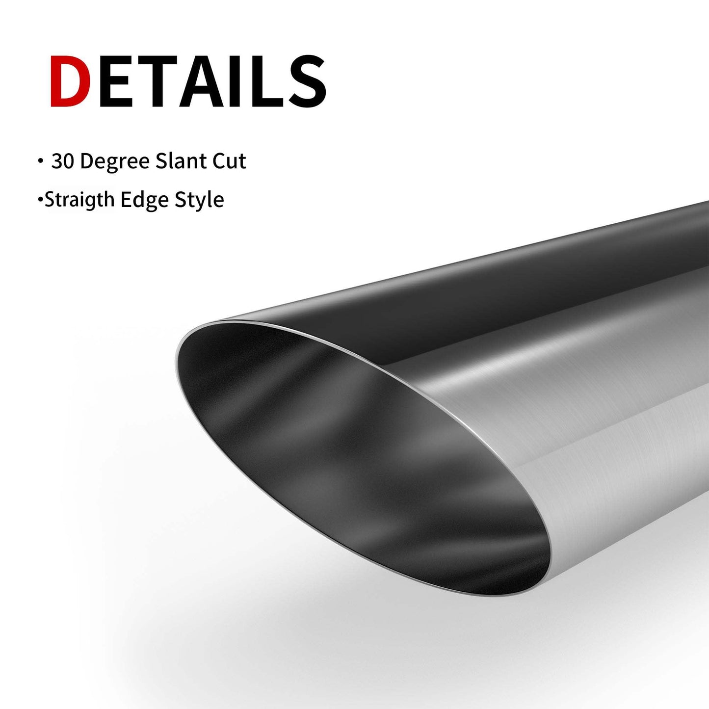 Richeer 2pcs 2.5 to 4 inch Exhaust Tip, 2 1/2" Inlet 4" Outlet 18" Overall Length Stainless Steel Exhaust Tip Universal for Vehicles with 2.5" O.D. Tailpipe, Weld On