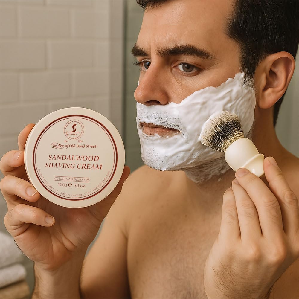 Taylor of Old Bond Street Sandalwood Fragrance Shaving Cream Bowl 150g (2-Pack) – Rich Lather for Traditional Shaving