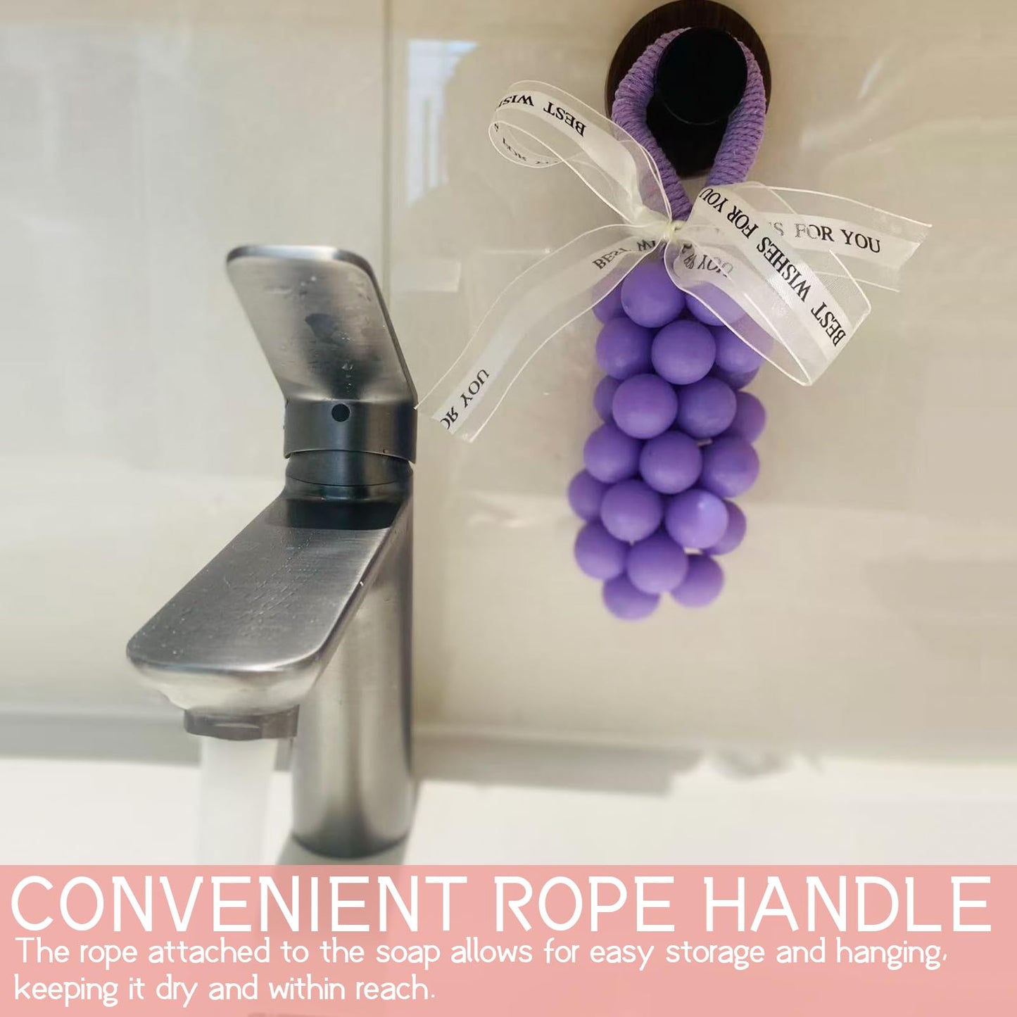 Tizee Grape Soap on a Rope - Handmade Cluster Bar Soap, Aromatic and Decorative for Bath, Washing Hands, and Fresh Air, Gift for Men Women (Purple,Osmanthus fragrance)