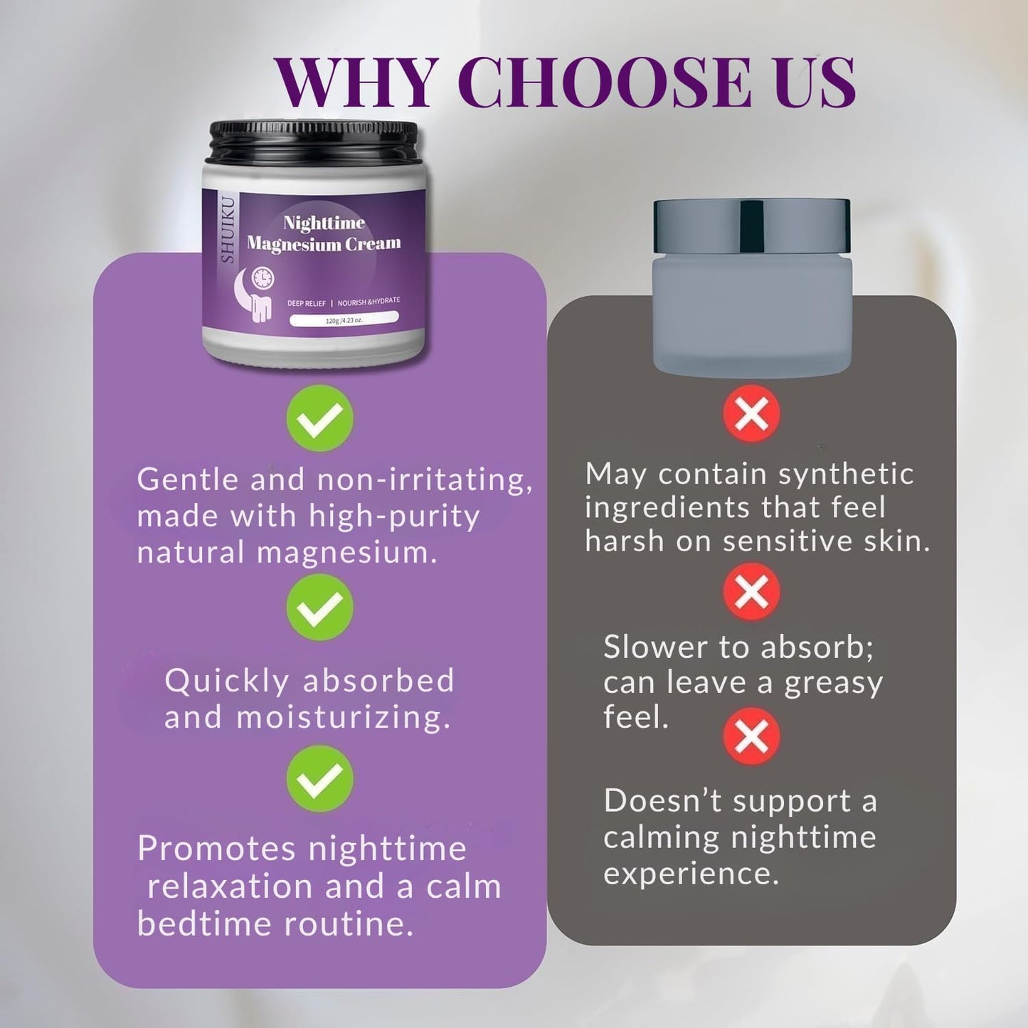 Magnesium Lotion for Sleep & Calm, Topical Magnesium Cream for Relaxation, Nightly Calm, Better Sleep, and for Leg Cramps & Pain