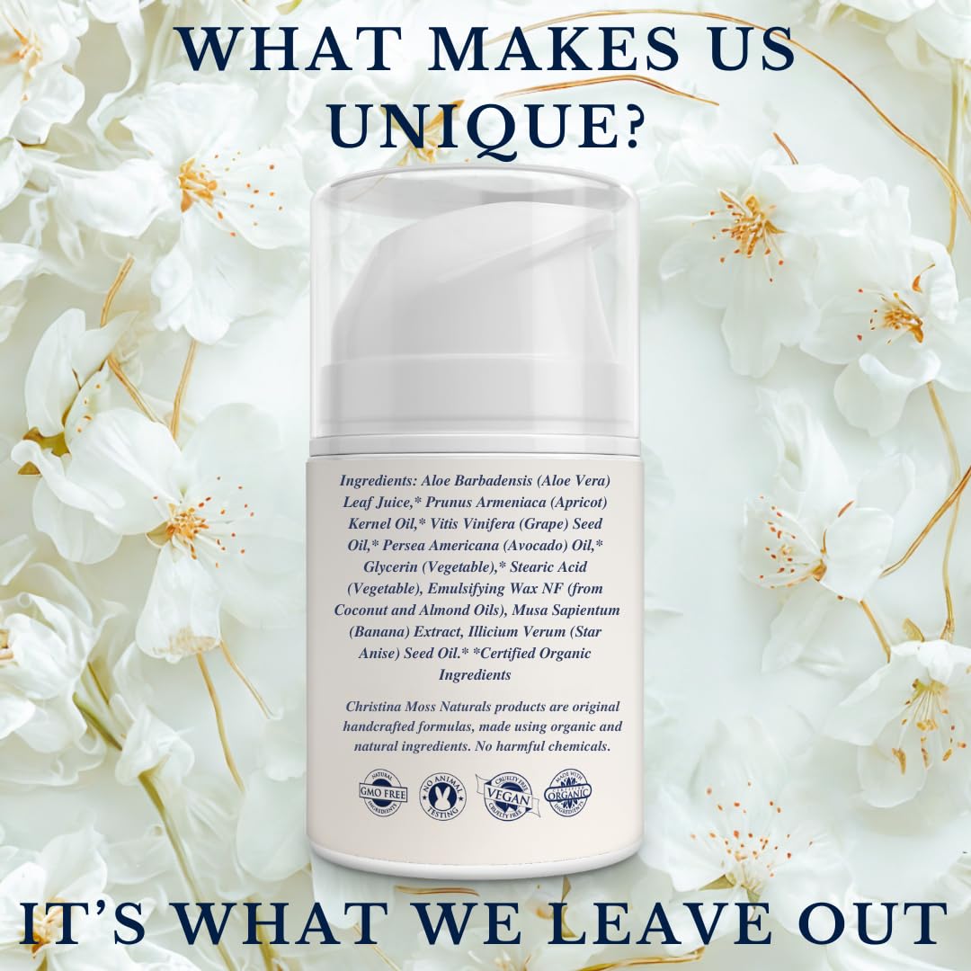 Christina Moss Naturals Original Moisturizer, Natural and Organic Ingredients, Gentle, No Toxic Chemicals