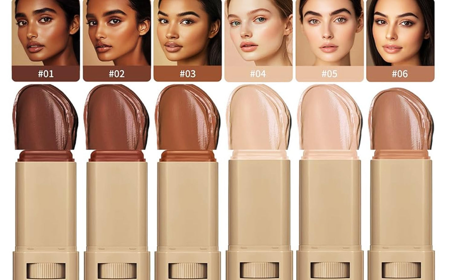 Mature Skin 2-in-1 Foundation Concealer Makeup Stick - Creamy Formula, Brightens Skin Tone, Natural Finish, Covers Dark Circles/Acne Scars/Blemishes (4#)