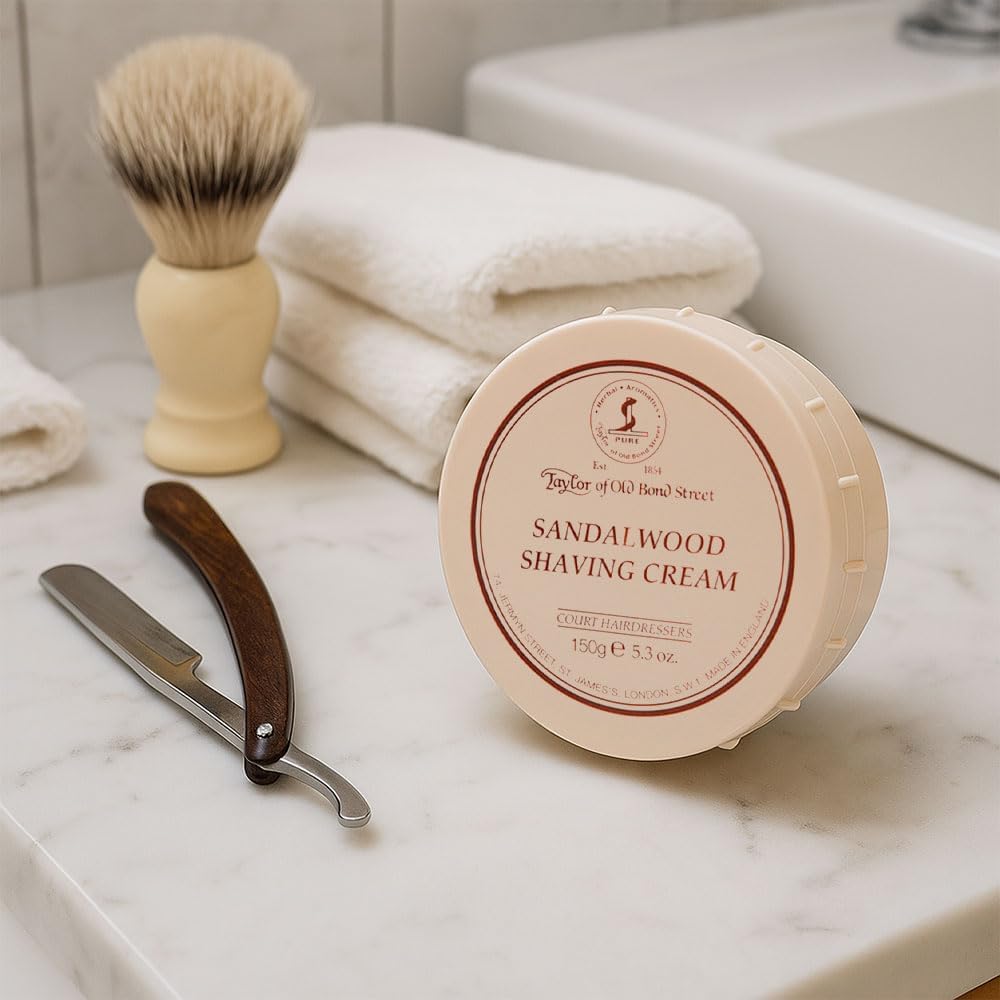 Taylor of Old Bond Street Sandalwood Fragrance Shaving Cream Bowl 150g (2-Pack) – Rich Lather for Traditional Shaving