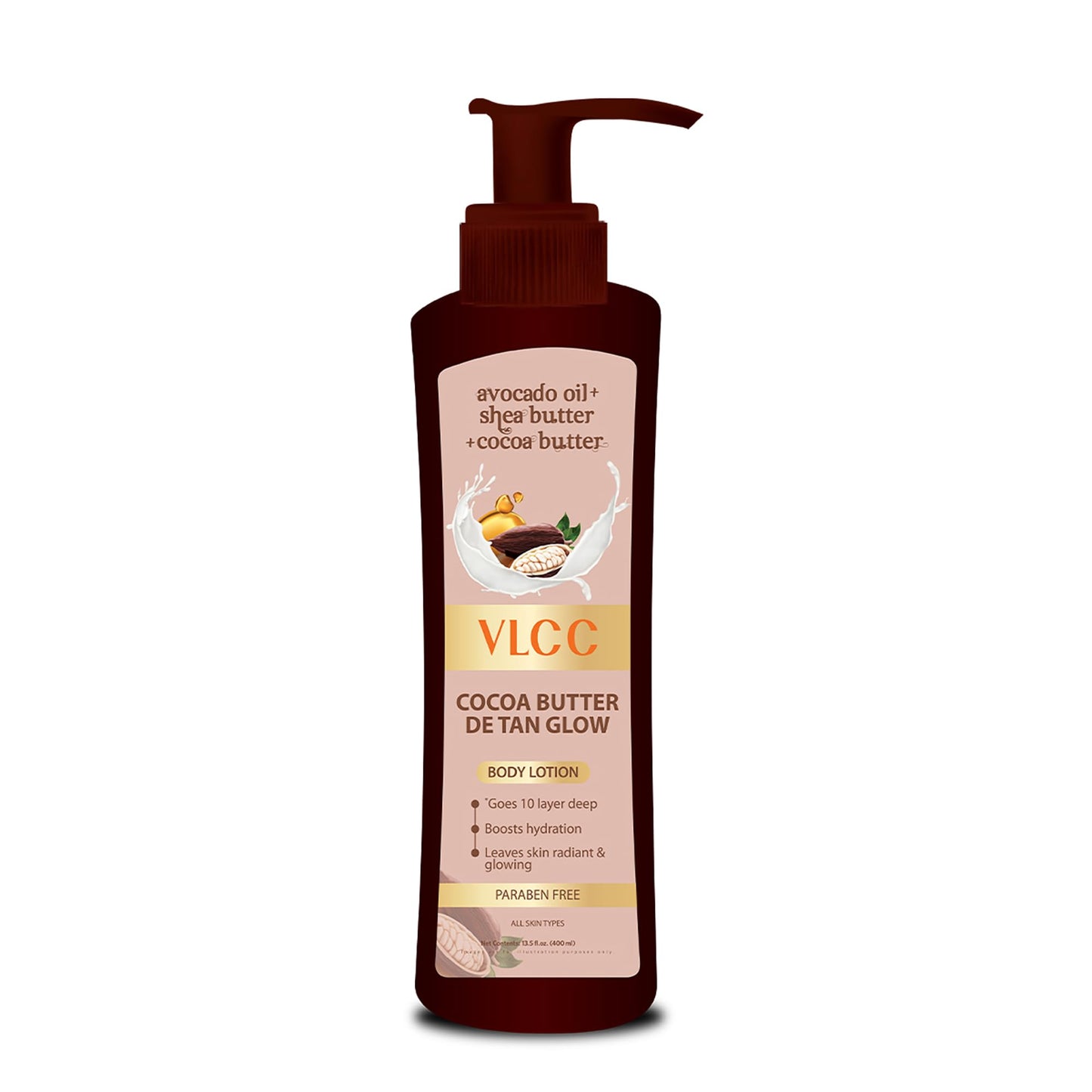 VLCC Cocoa Butter De Tan Body Lotion - Deep Moisturizing Body Lotion for Women - Hydrating Body Cream with Shea Butter and Avocado Oil - 13.5 oz