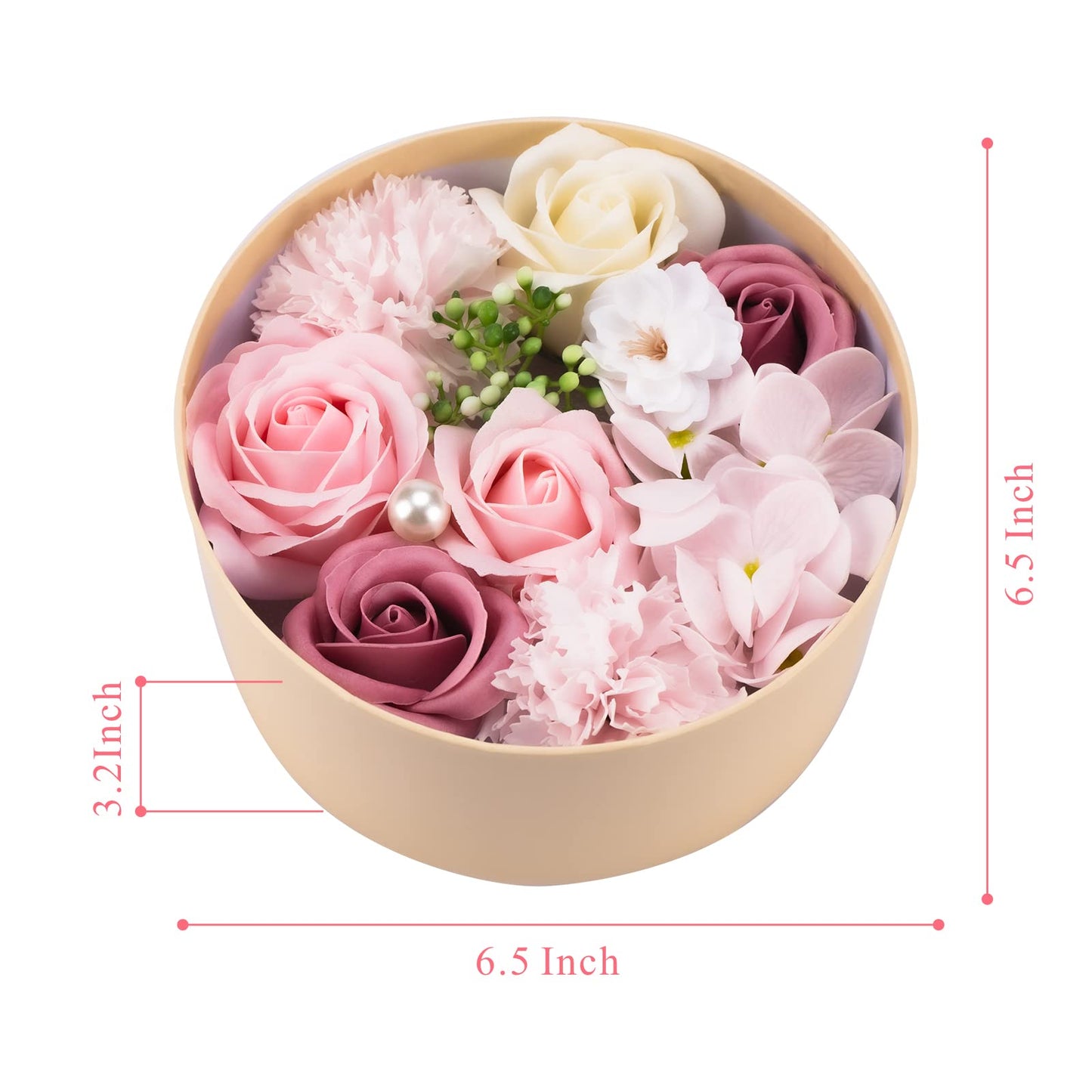 Rose Soap Petals Gift Set - Floral Scented Bath Soap with Essential Oils in Decorative Flower Box, Valentine Soap & Flower Soap for Women, Perfect for Valentine's Day, Christmas & Home Decor (Pink)