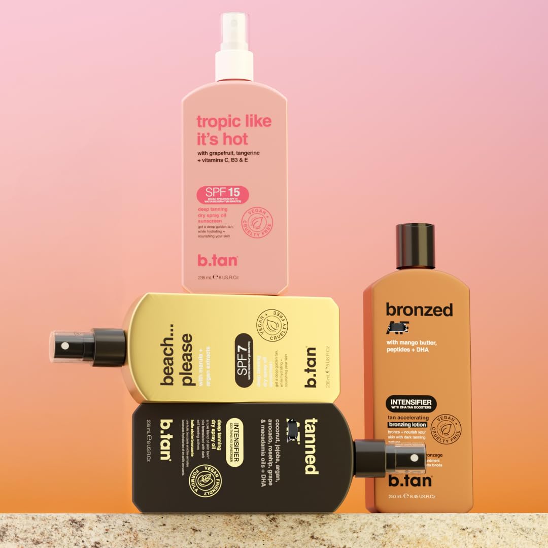 b.tan Intensive Browning Tanning Gel | Beta Carotene Balm – Tinted Sun Tan Accelerator, Oil-to-Balm Formula, Dark Tanner, Fast Bronze Suncare, Non Greasy, Water Resistant, Best for Outdoor, 5.3 Oz