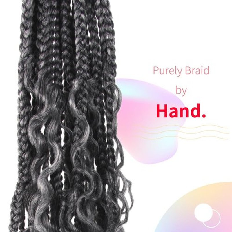 Niseyo Goddess Box Braids Crochet Hair 16 Inch 8 Packs Short Crochet Box Braids Pre Looped Curly Ends Gray Boho Style Synthetic Hair (Tgrey/Ombre Grey)