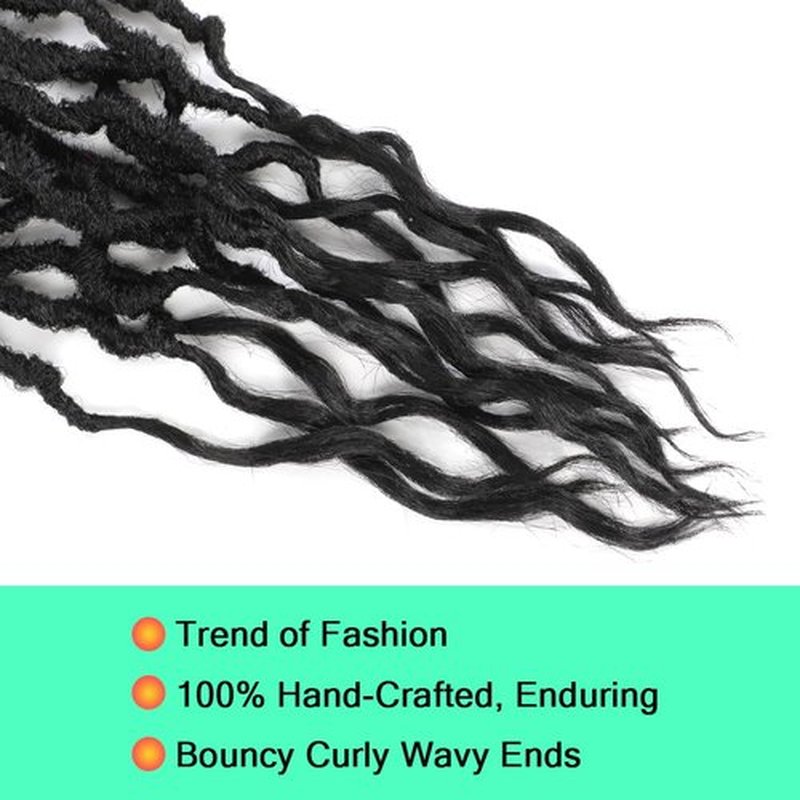 Faux Locs Crochet Hair (14 Inch) XCRUIQO Soft Locs with Curly Ends Goddess Locs Synthetic Boho Crochet Faux Locs for Women Pre Looped (8 Packs, 1B#)