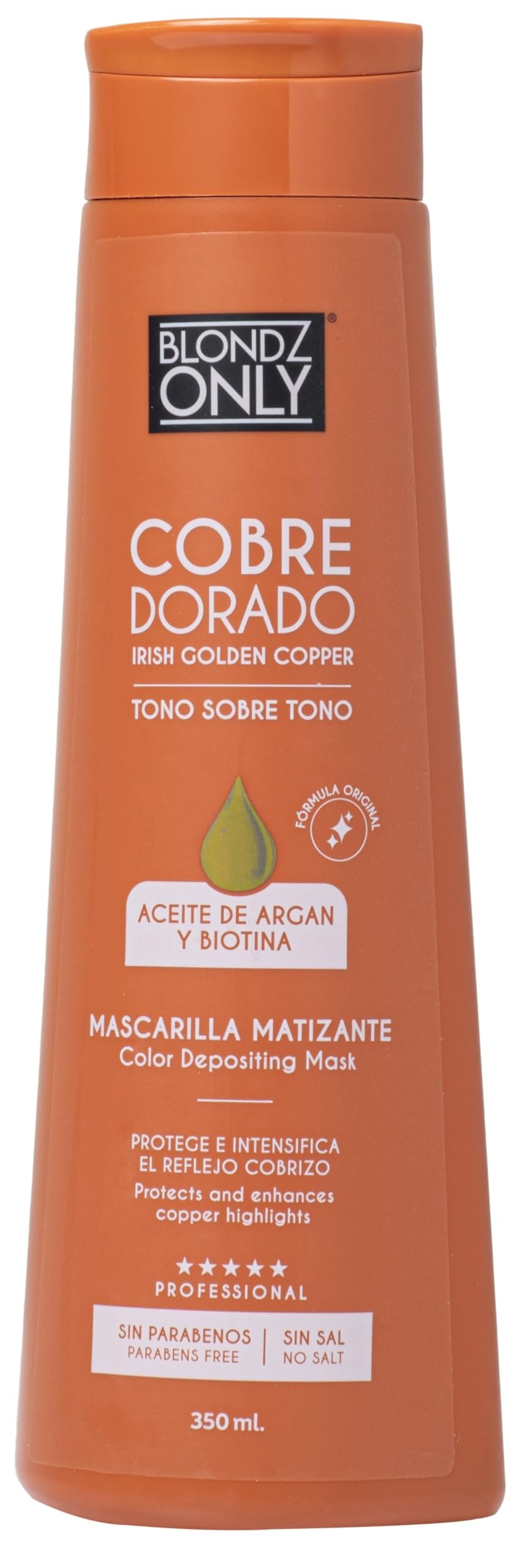 Blondz Only Hair Irish Golden Copper Hair Toning Mask | Ultra High-Purity Pigments | Deposits Deep Copper Tone | With Argan Oil and Biotin Perfect Copper 11.8 Fl. Oz (350 ml)