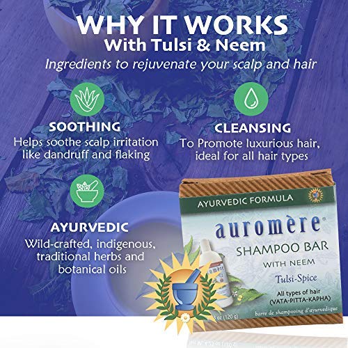 Auromere Ayurvedic Shampoo Bar - Eco Friendly, Handmade, Vegan, Cruelty Free, Natural, Non GMO, All in One Bar for Soap and Shampoo (4.23 oz), 5 pack