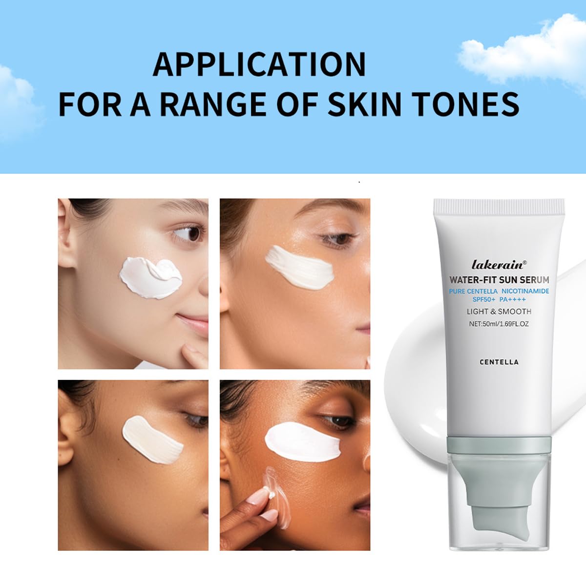 Centella Sunscreen SPF 50,Centella Hyalu Cica Water-Fit Sun Serum,2 Pcs