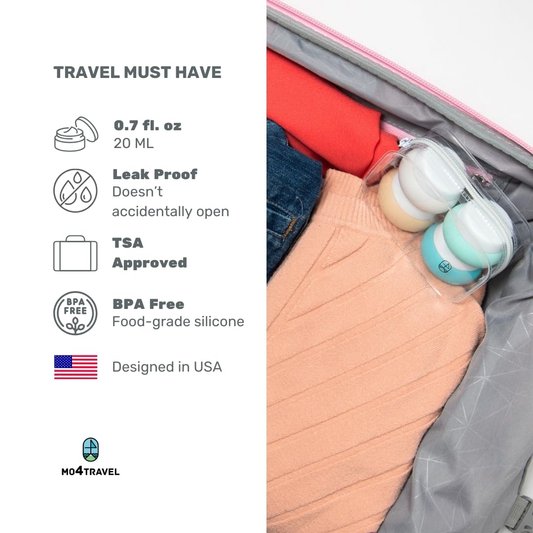 Travel Containers for Toiletries - Small Travel Containers for Creams - 4 Pack of 20mL TSA Approved Travel Bottles with Clear Bag, Leak-Proof Silicone Travel Jars for Toiletries (Mountain)