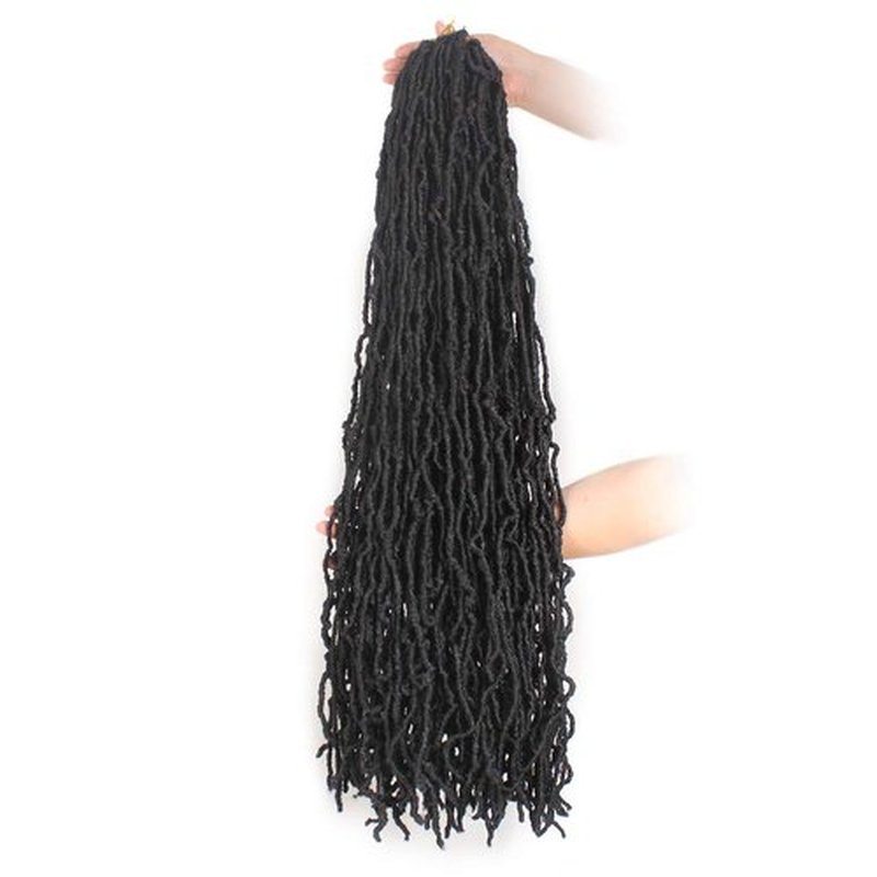 ZRQ 36 Inch Fuax Locs Crochet Hair, Pre-looped Black Soft Locs 5 Packs Goddess Locs Crochet Braids Curly Dreadlocks Extended Soft Loc Synthetic Hair Extension 1B#