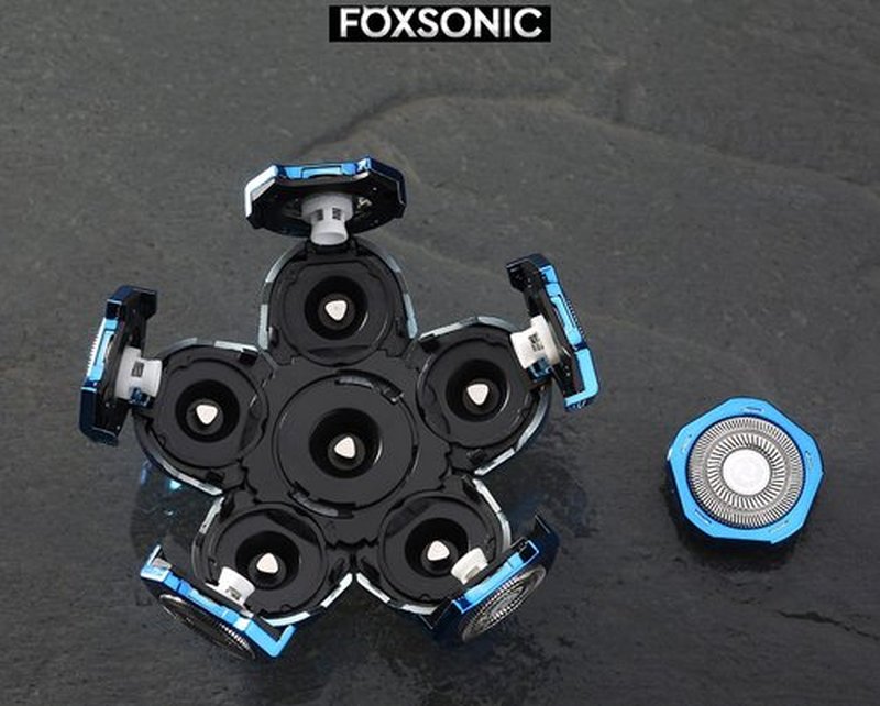 FOXSONIC Blue 6 Blades Shaver Replacement Heads for Head Shaver, 6 Blades Head Shaver Replacement Blades Bald Shaver with Blade Cover Electric Razor Shaver Head