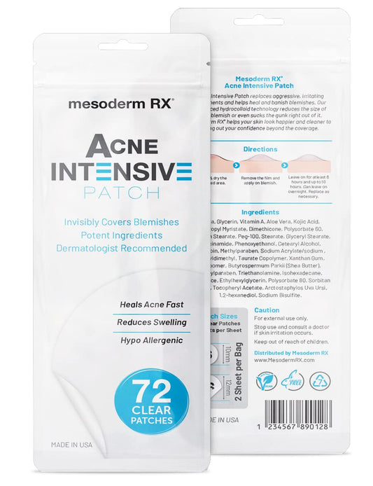 Hydrocolloid Acne Patch - Mesoderm RX Pimple Treatment Stickers for Face & Skin | 72 Count