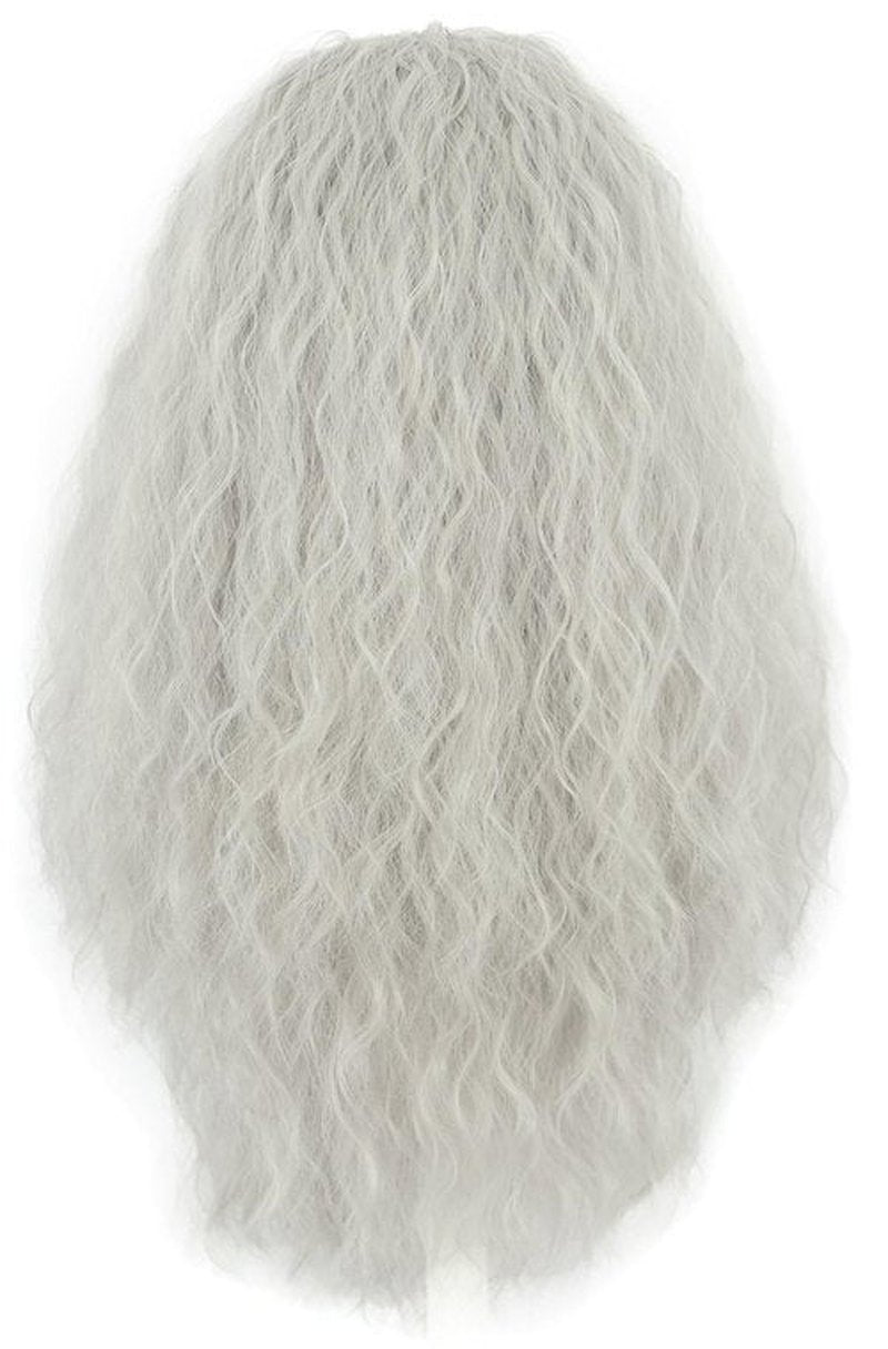 yuehong Long Grey Curly Men Wig Big Beard Wizard Wig Heat Resistant Synthetic Fibers Wig Soft Durable Breathable Costume Wig