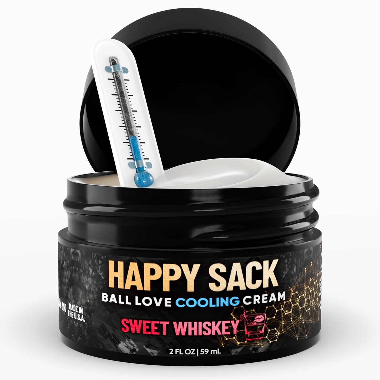 Derm Dude Happy Sack Ball Deodorant & Comfort Cream for Men | Anti-Chafing Sweat Defense, Odor Control, Aluminum-Free Deodorant & Hygiene Products for Men's Private Parts | Sweet Whiskey Scent, 2oz