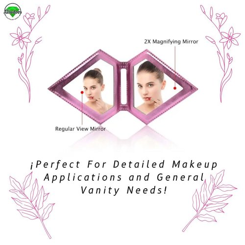 ALIADOOS CONNECTING YOUR EMOTIONS: Dual Sided Compact Mirror Portable for Travel Home Office Makeup Hand Size or Pocked Iridescent Foldable in Diamond Shape Mirror for Women Girls