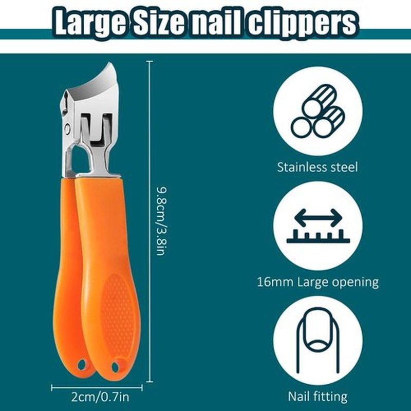 Wide Jaw Opening Anti-Splash Slanted Nail Clipper, 2025 New Fingernail and Toenail Clipper Cutters, Wide Jaw Opening Slanted Curved Nail Clippers for Seniors Men Women (Black Orange)