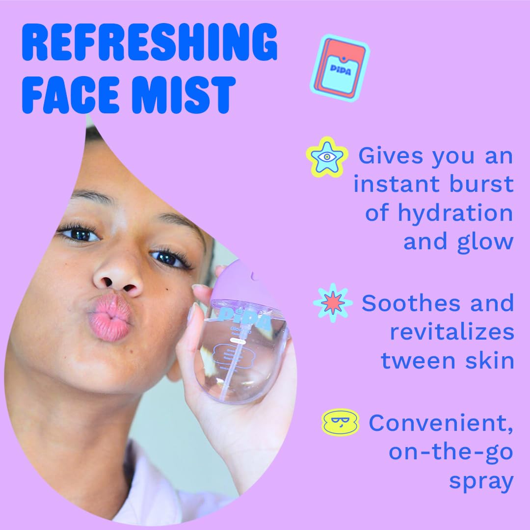 Pipa Skincare Glow Go Facial Mist 30 ml | Organic Rose Water Toner Spray | Alcohol-Free Balancing & Hydrating Face Mist for Kids & Tweens Ages 8 to 13 | Soothes & Refreshes Skin Daily