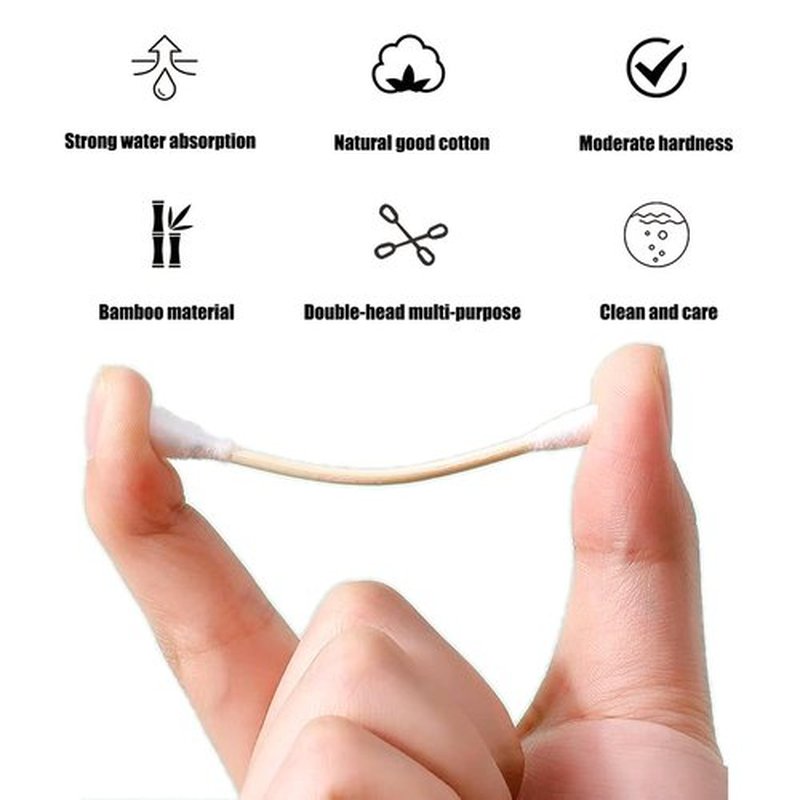 Thick Cotton Swabs,XL Size Natural Bamboo Cotton Buds 3 pack