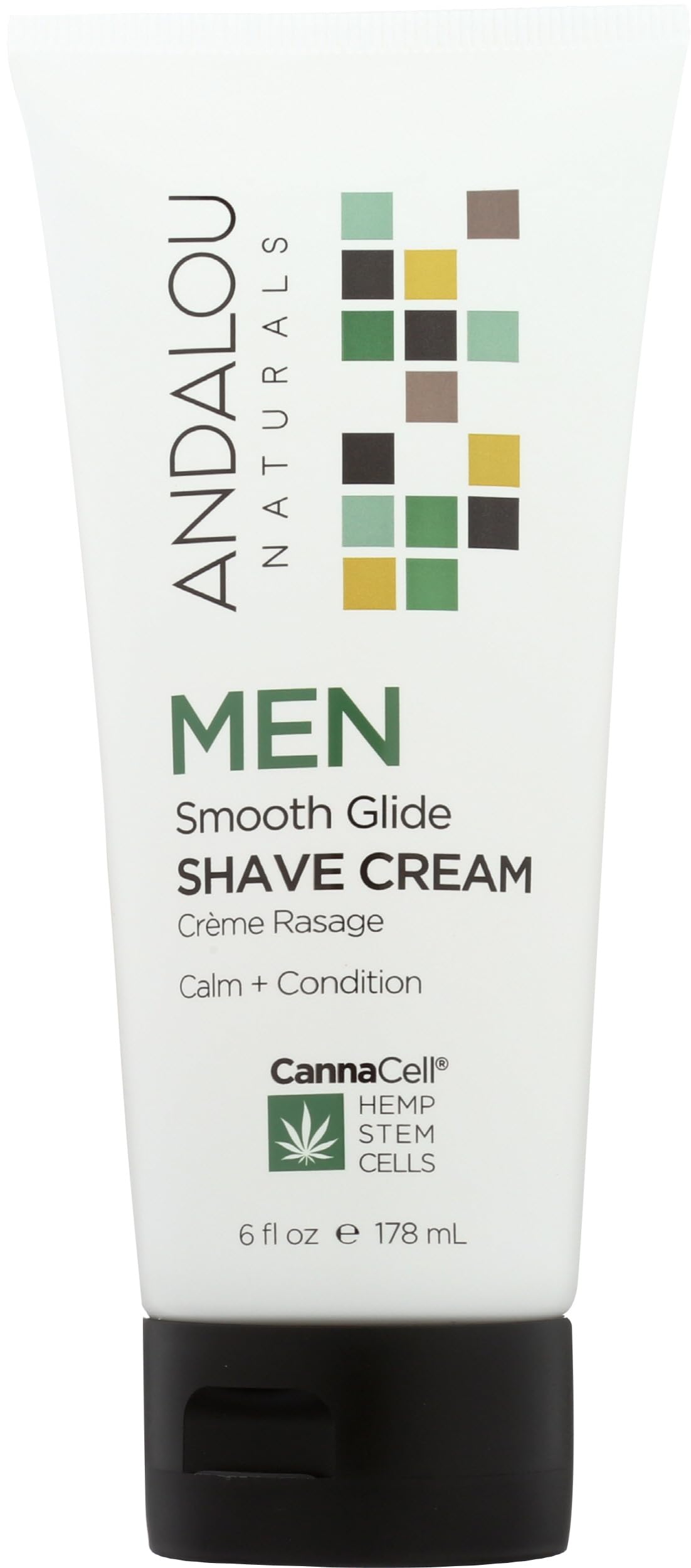 Andalou Naturals CannaCell MEN Smooth Glide Shave Cream, 6 Ounce