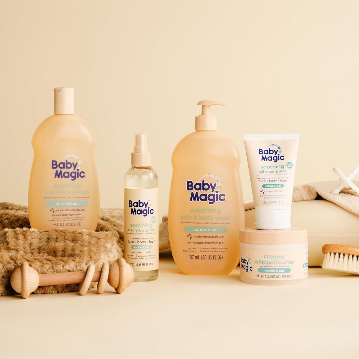 Baby Magic Soothing Hair & Body Wash, Vanilla & Oat, Soothes and Cleanses, Specially Formulated for Baby's Delicate Skin, Tear Free, Hypoallergenic, Dermatologist Recommended, 30 Fl Oz