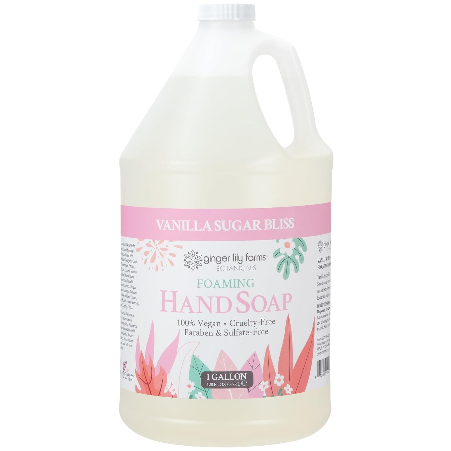 Ginger Lily Farms Botanicals All-Purpose Foaming Hand Soap Refill, 100% Vegan & Cruelty-Free, Vanilla Sugar Bliss Scent, 1 Gallon (Pack of 4)