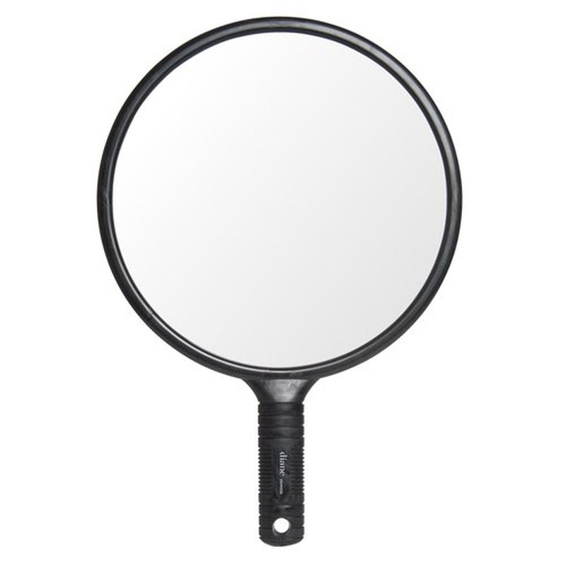Diane Standard 1X Magnification Hand Mirror, Single Sided Hand Held Mirror with Handle for Salon, Barber, Grooming, Vanity, Shaving, and Travel, Large, 10.25" x 15", Black