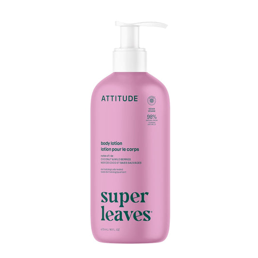 ATTITUDE Body Lotion - EWG Verified Vegan Moisturizer for Dry Skin | Coconut & Wild Berries Scent, 16 Fl Oz