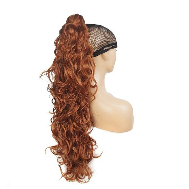 Lydell 30" Long Curly Styled Clip In Claw Ponytail Hair Extension Synthetic Hairpiece 280g with a jaw/claw clip (130A Fox Red)