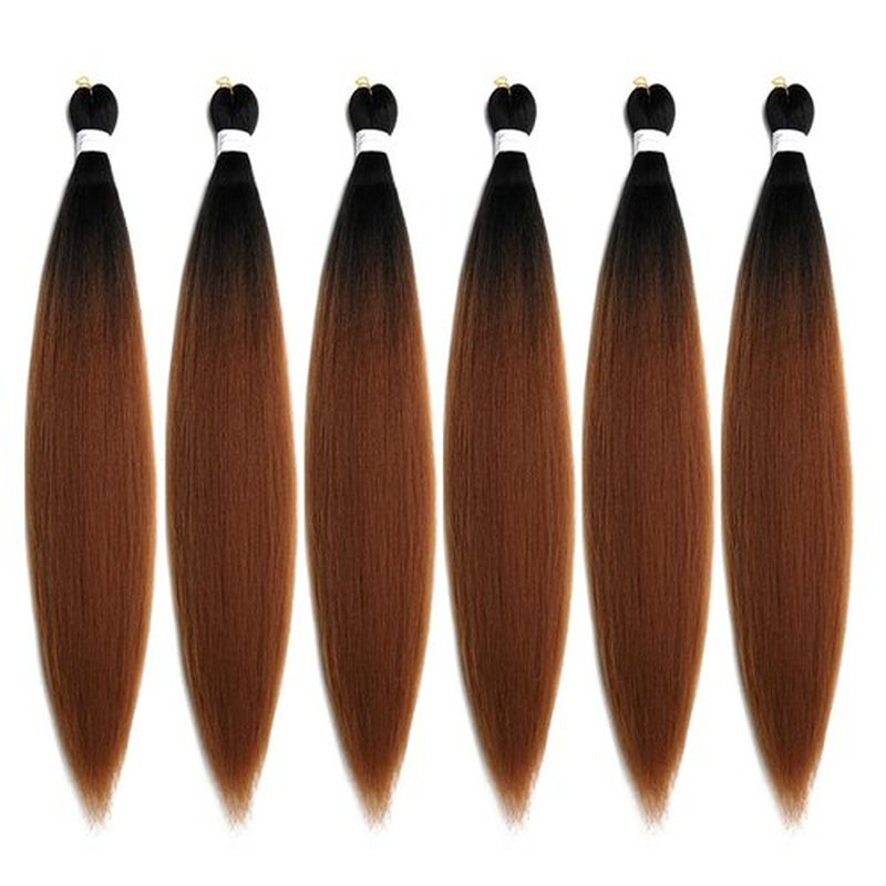 BALINGHAIR Pre-Stretched Braiding Hair Extensions High Temperature Braids Hair 28 Inch Ombre Black to Dark Brown(B29-6Packs)
