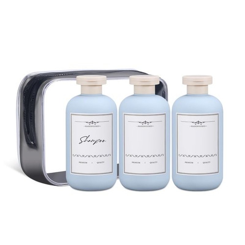 ASEVAT 10 oz Plastic Travel Refillable Shampoo and Conditioner Bottles, Plastic Travel Bottles for Toiletries, Plastic Squeeze Bottles with Flip Cap for Lotion, Cream and Liquids (3Pcs)
