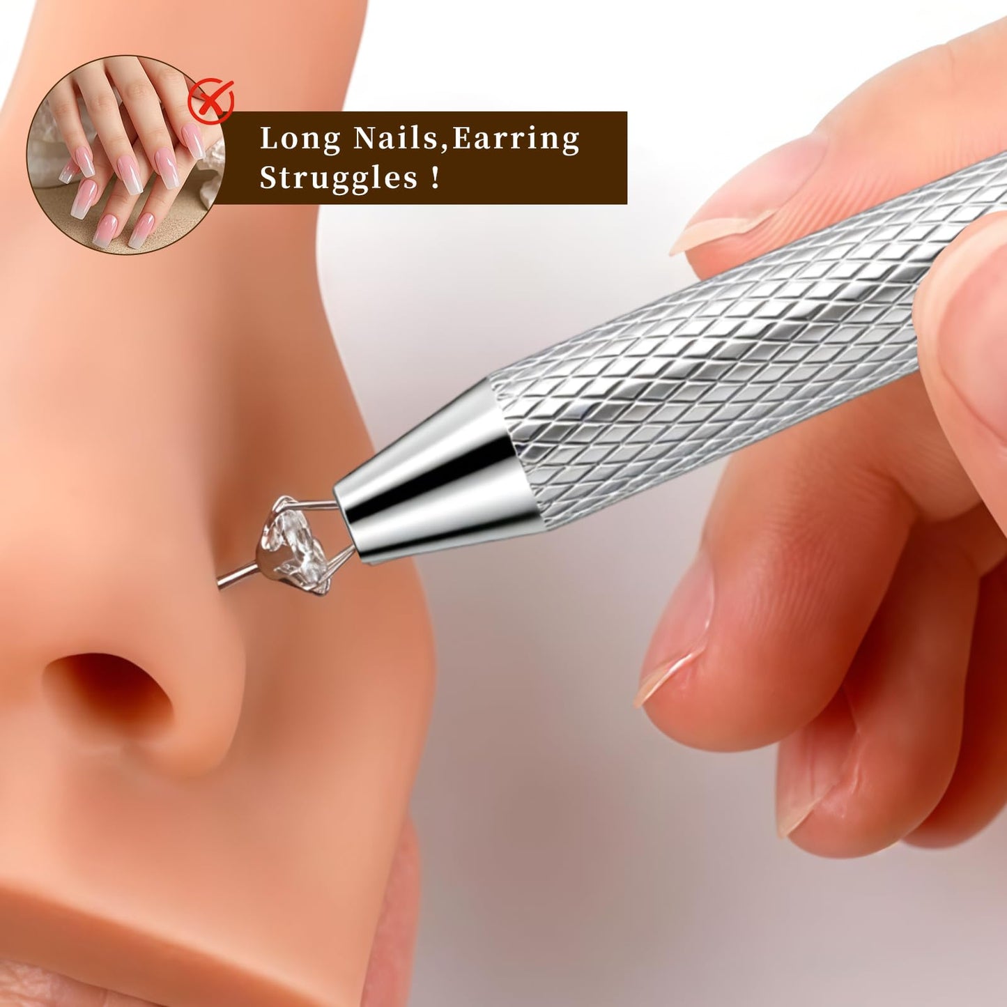Piercing Taper Ball Grabber Tool for Changing Jewelry - 14G 16G 18G 20G Stainless Steel Flat Back Earring Applicator Tool Piercing Kit for Ear/Nose/Eyebrow/Tongue/Navel/Nipple/Lip (Set Thread + Threadless (14G 16G 18G) + Ball Grabber Tool)