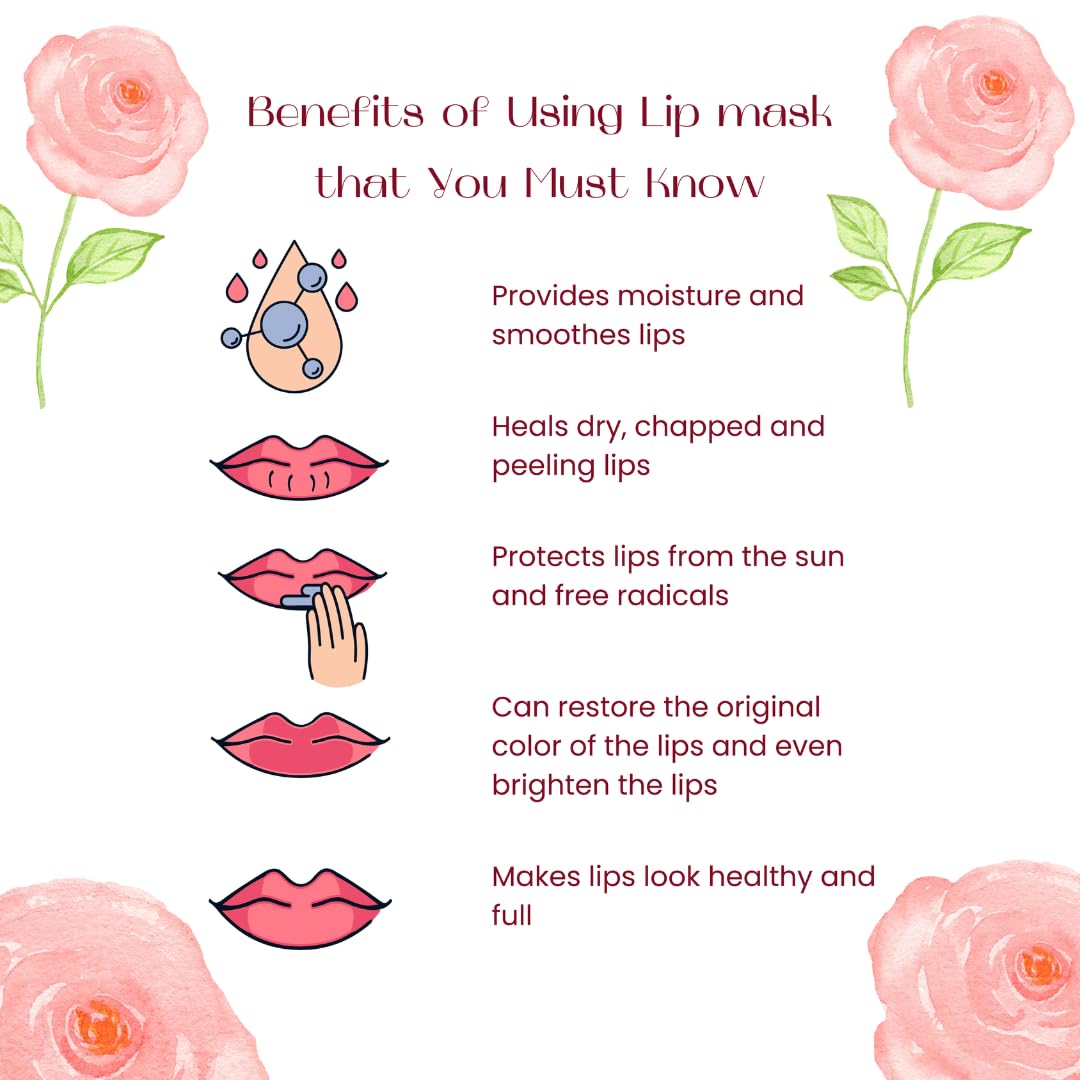Nourishing & Repairing Overnight Lip Mask, Lip balm Vegan Deep Hydration with Mineral-Rich Formula, Waterproof.35oz (Rose, flavor)