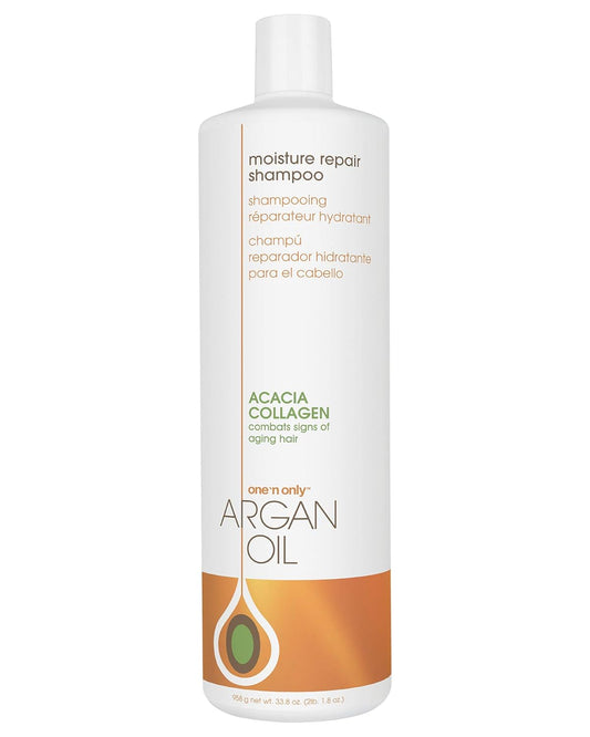 One 'n Only Moisture Repair Shampoo with Argan Oil Rebalances Hair Levels Adds Volume and Shine Repairs Damage from Chemicals Heat Styling 33.8 Fl. Oz